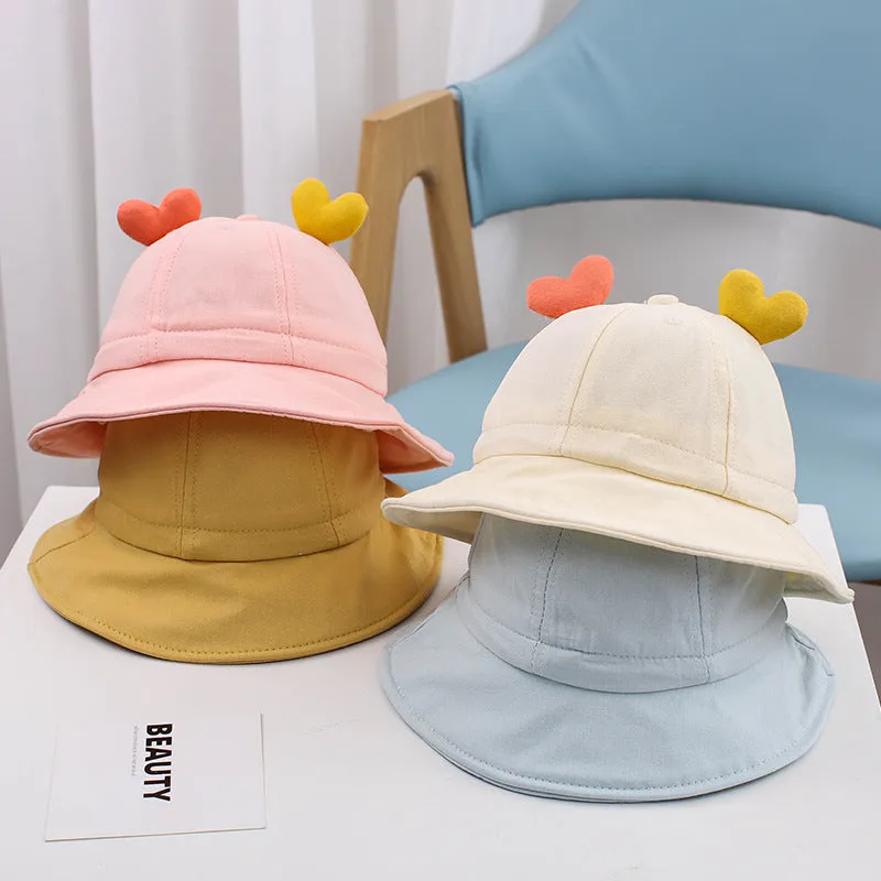 1-3 Years Old Cute Love Boys and Girls Bucket Hat Baby Hat Children Baby Sunhat