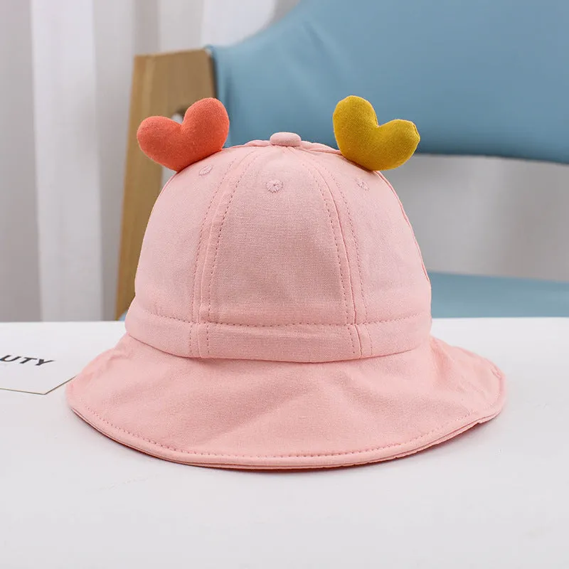 1-3 Years Old Cute Love Boys and Girls Bucket Hat Baby Hat Children Baby Sunhat