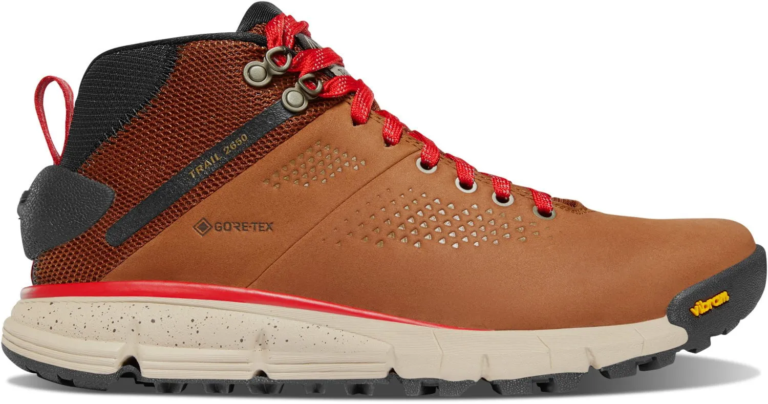 Danner Womens Trail 2650 Mid 4in GTX Brown/Red Suede Hiking Boots