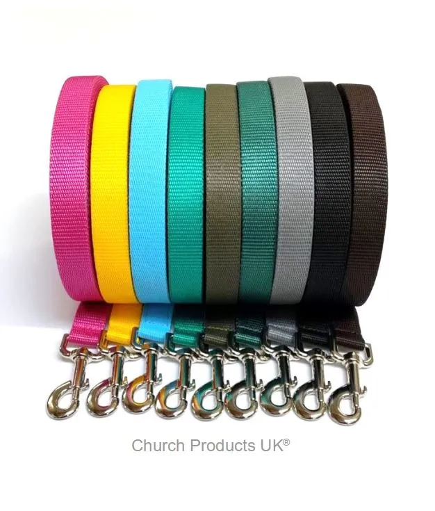 Dog Training Lead 25mm Heavy Webbing 5ft - 30ft Long Line Tracking Recall In 20 Colours