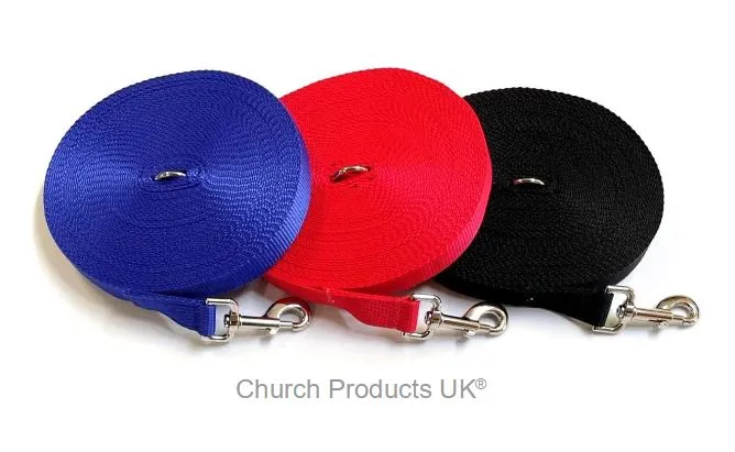 Dog Training Lead 25mm Heavy Webbing 5ft - 30ft Long Line Tracking Recall In 20 Colours