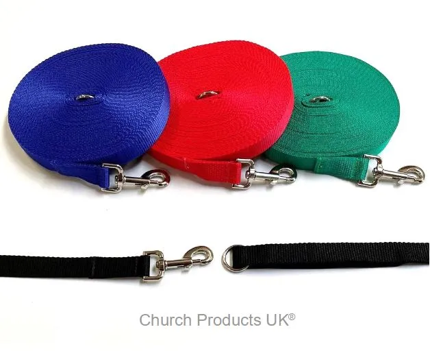 Dog Training Lead 25mm Heavy Webbing 5ft - 30ft Long Line Tracking Recall In 20 Colours