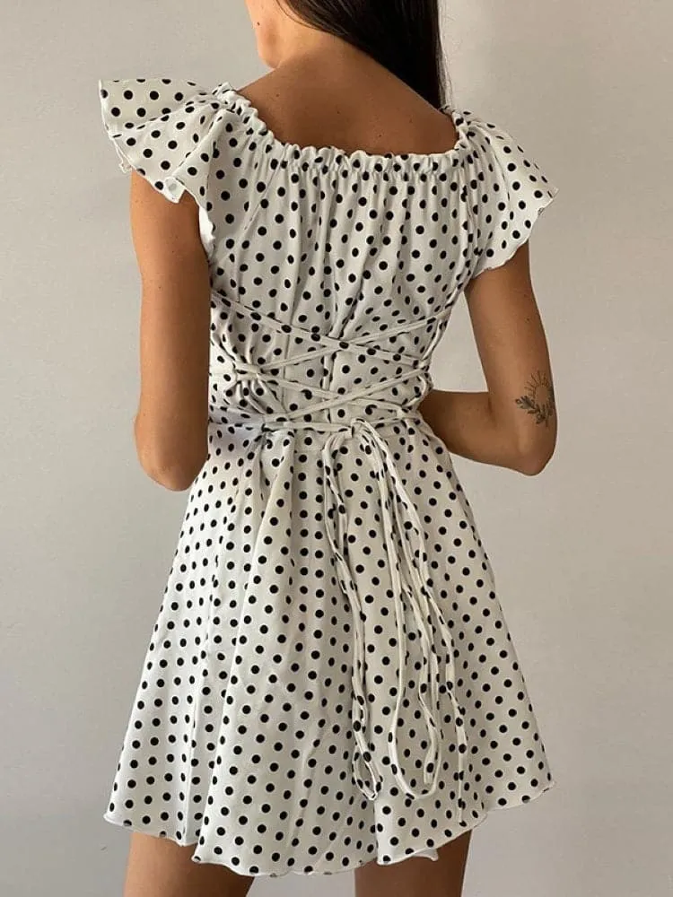 DressBetty - Women Dress Stylish Polka Dot Ruffles  Mini Dress