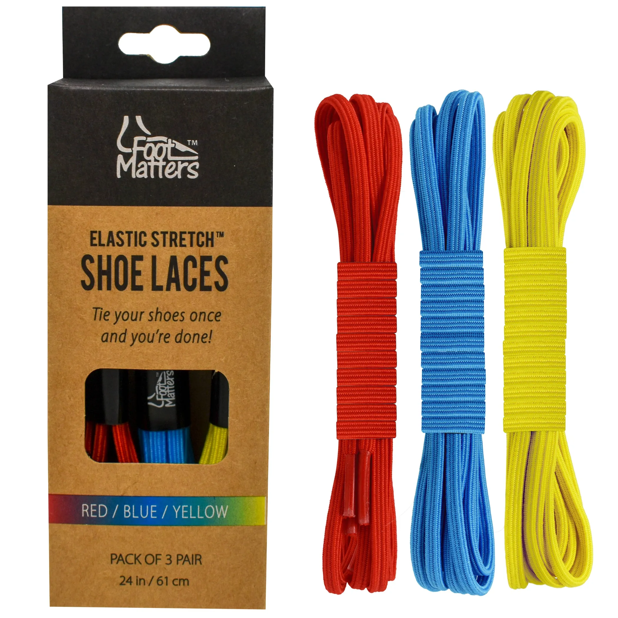 FootMatters Flat No Tie Elastic Stretch Shoe Laces