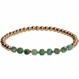 Gold Beaded Bracelet | Emerald