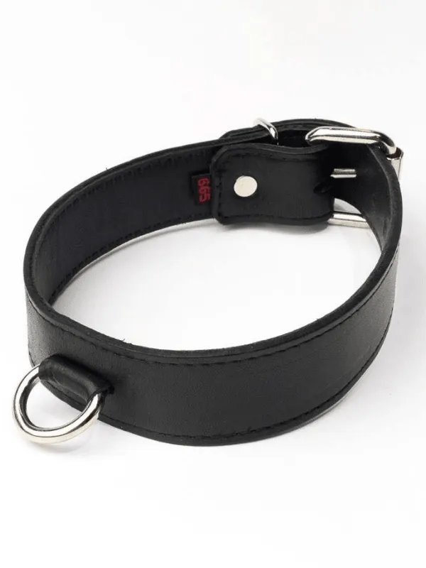 LEATHER COLLAR 1.25" WIDE (BLACK)