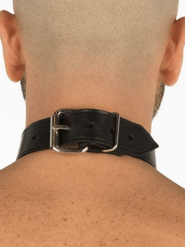 LEATHER COLLAR 1.25" WIDE (BLACK)