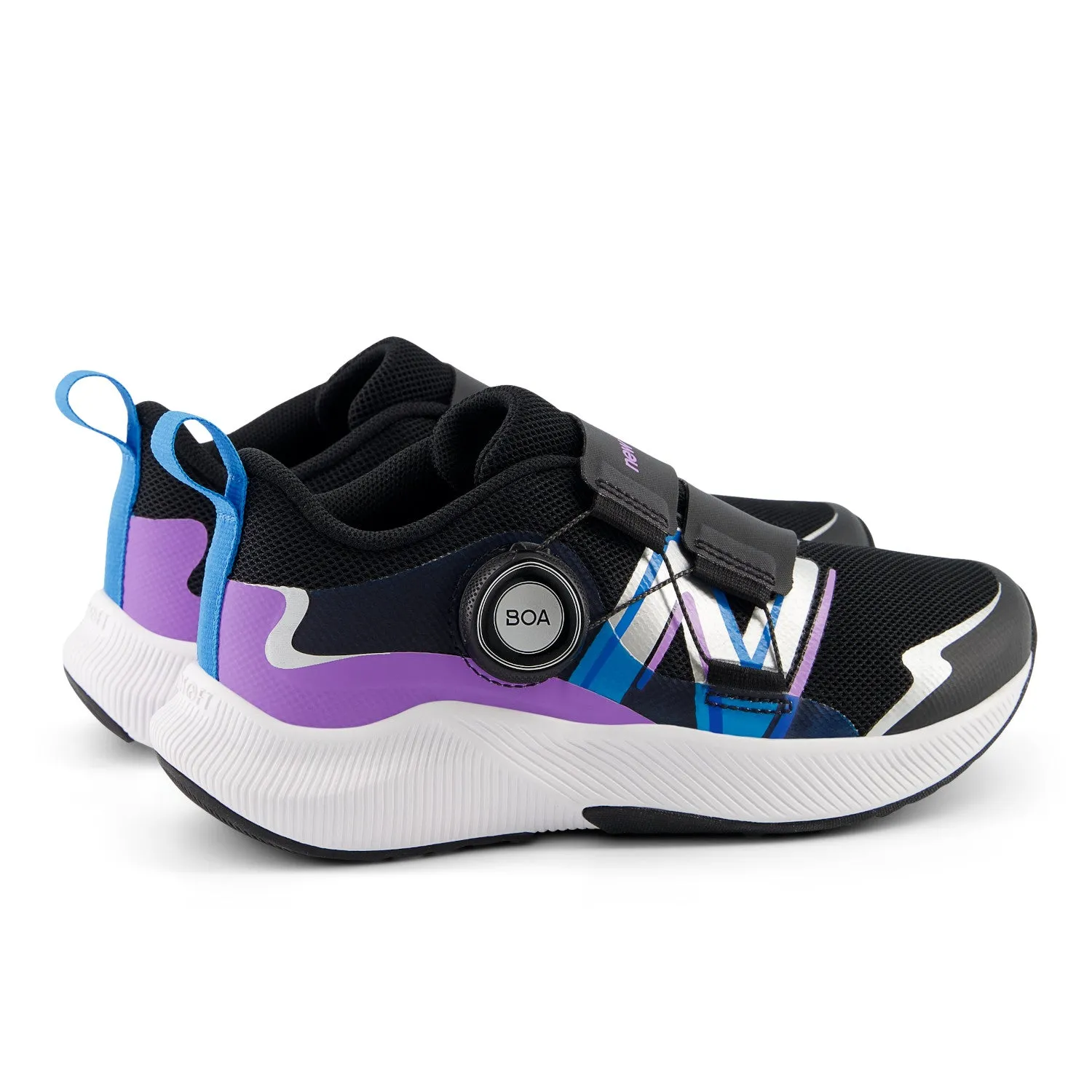 Little Kid's New Balance DynaSoft Reveal v4 BOA Color: Black with Purple Fade