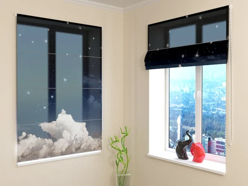 Roman Blind Watercolor Fantasy Night Sky