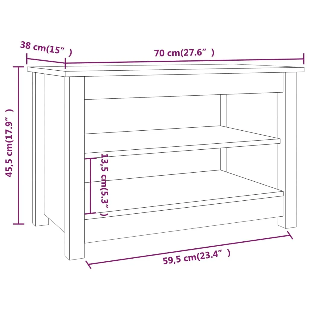 Shoe Bench White 70x38x45.5 cm Solid Wood Pine