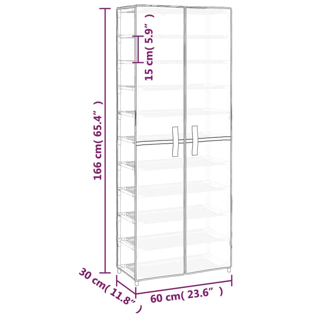 Shoe Cabinet Grey 60x30x166 cm Fabric