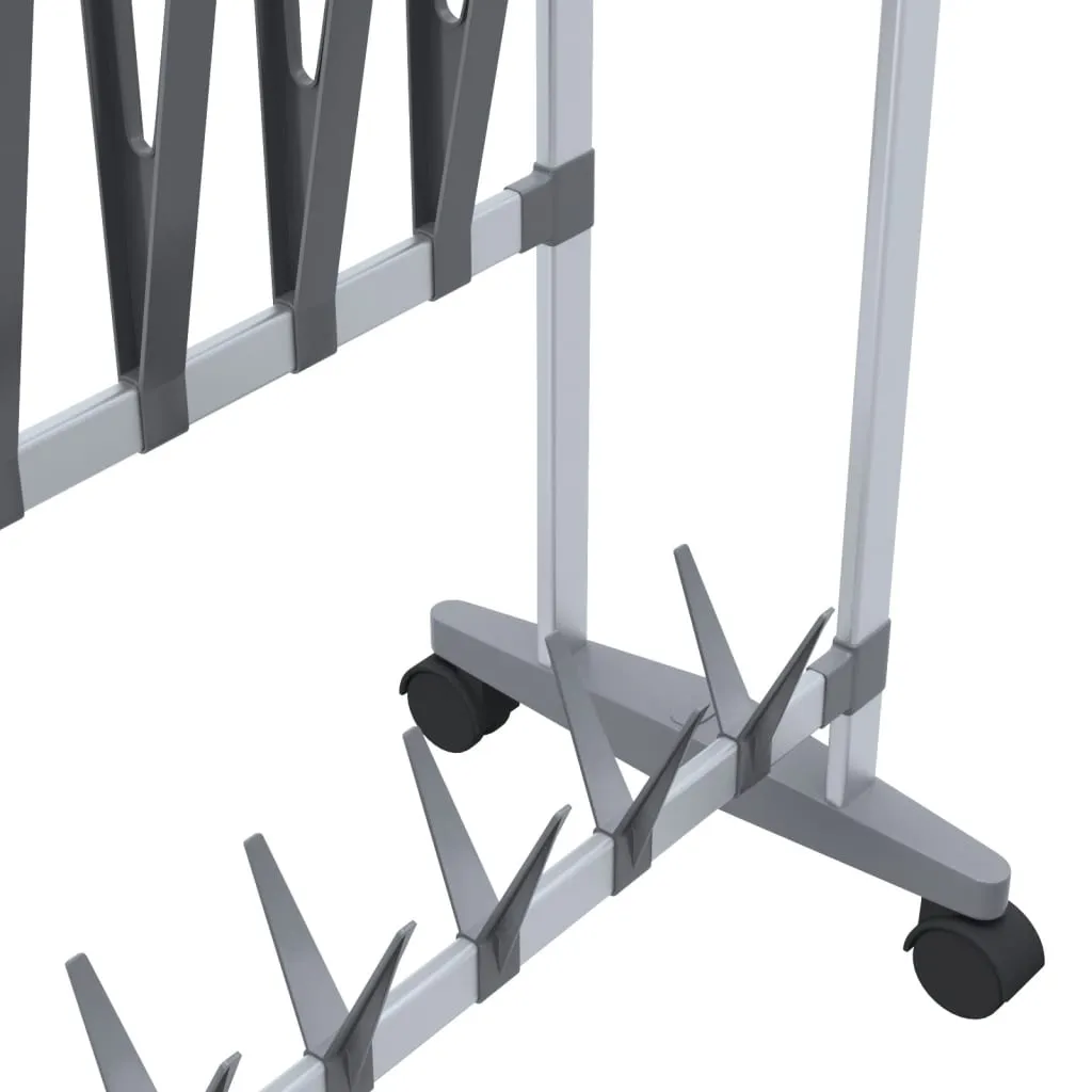 Shoe Rack with Wheels Silver 89x27x120 cm