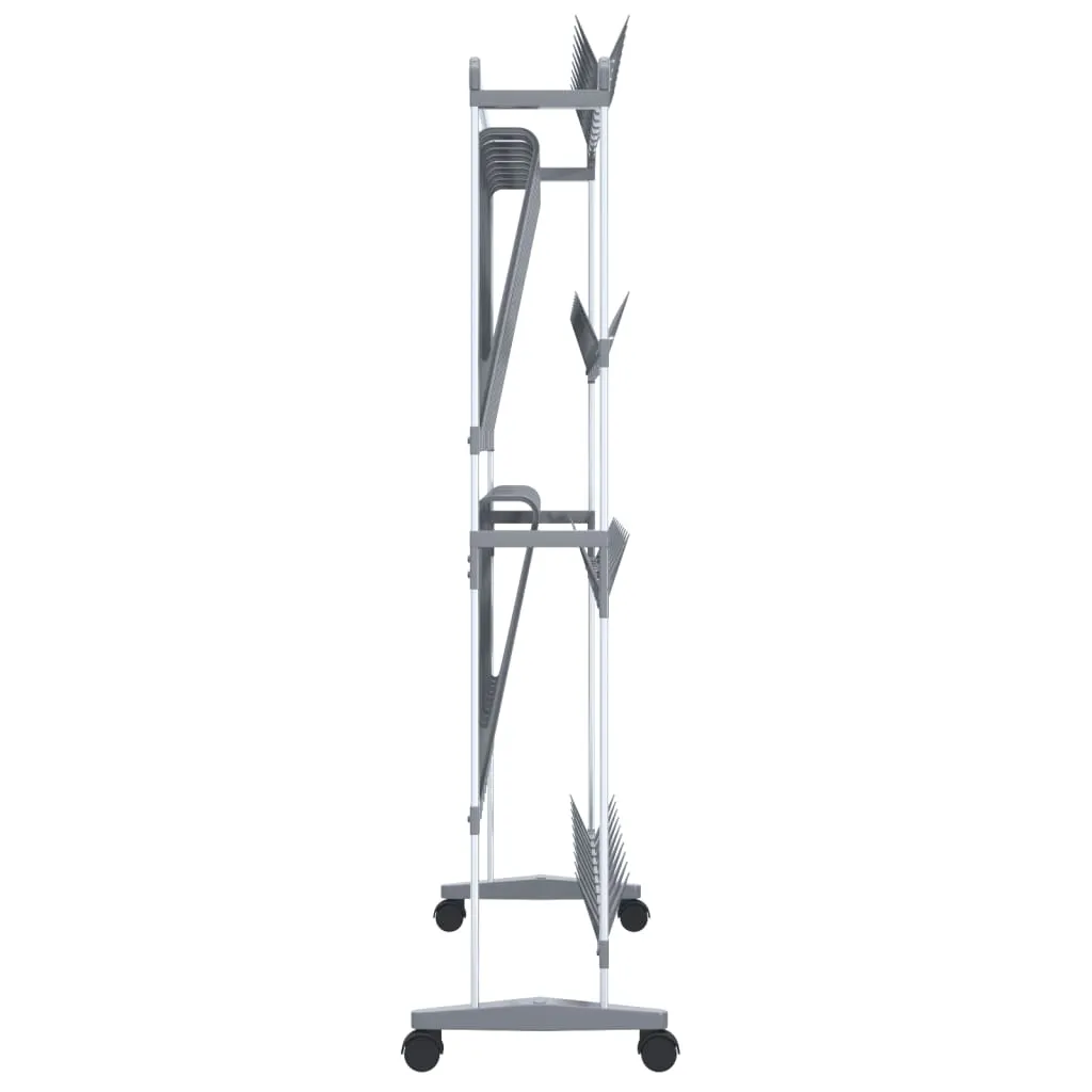 Shoe Rack with Wheels Silver 89x27x120 cm