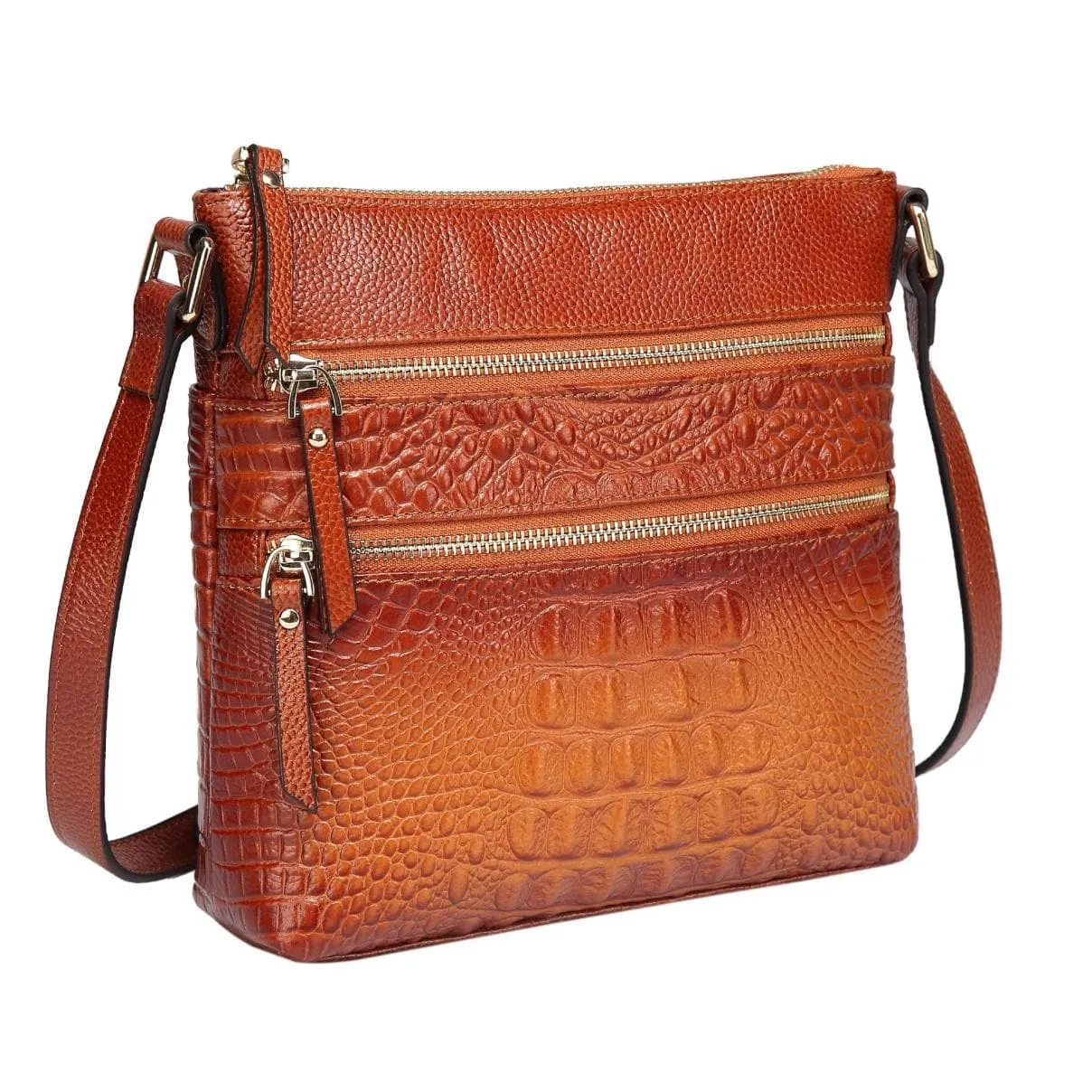 Tara Croc Embossed Leather Crossbody Bag