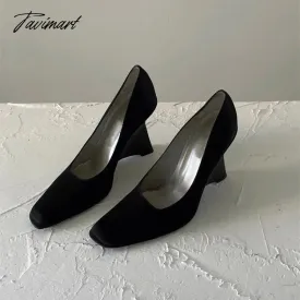 TAVIMART  -  Square Toe 2024 Queen Of The Workplace Banquet Women Shoes Black Elegant Strange Heel Women Shoes Fashion Zapatos Para Mujeres