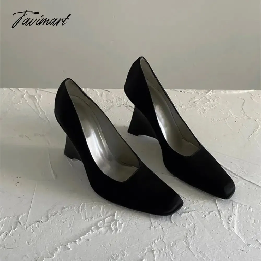 TAVIMART  -  Square Toe 2024 Queen Of The Workplace Banquet Women Shoes Black Elegant Strange Heel Women Shoes Fashion Zapatos Para Mujeres