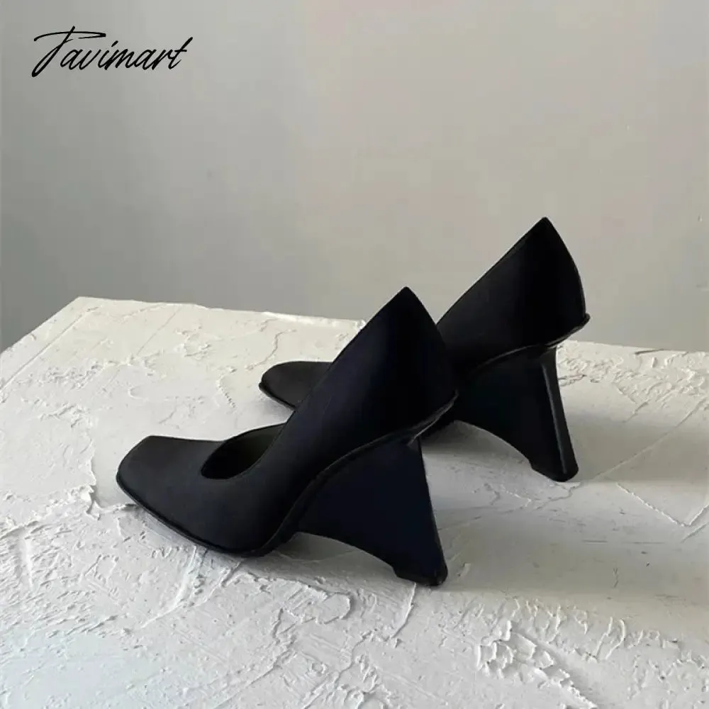 TAVIMART  -  Square Toe 2024 Queen Of The Workplace Banquet Women Shoes Black Elegant Strange Heel Women Shoes Fashion Zapatos Para Mujeres