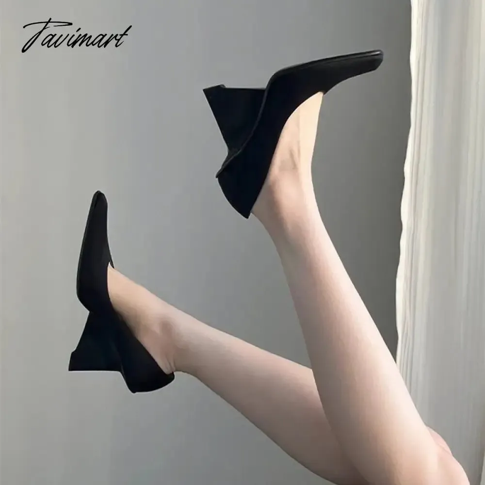 TAVIMART  -  Square Toe 2024 Queen Of The Workplace Banquet Women Shoes Black Elegant Strange Heel Women Shoes Fashion Zapatos Para Mujeres