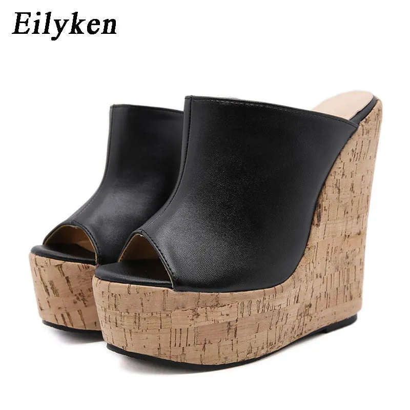 Trendy Peep Toe Platform Wedge Sandals