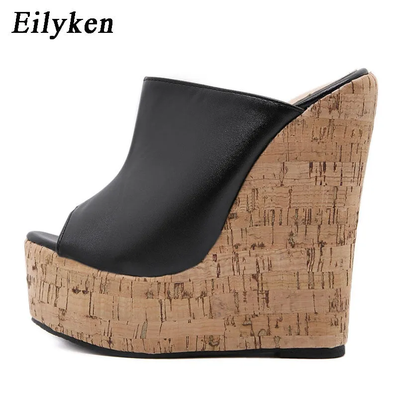 Trendy Peep Toe Platform Wedge Sandals