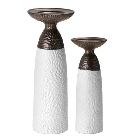 Twin Crucibles 2-Piece Table Top Candle Holder Set in White