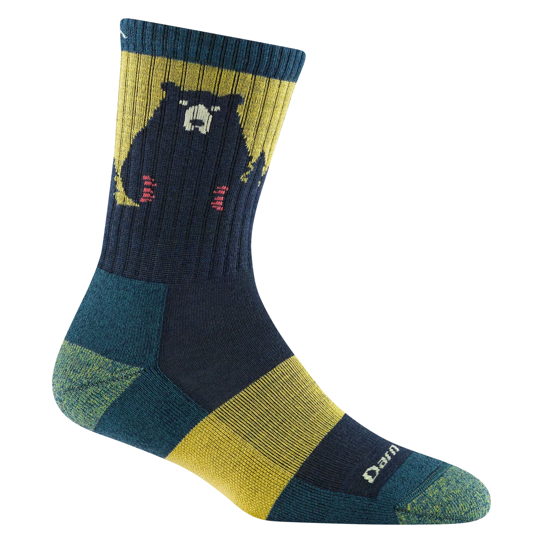 Women's Darn Tough Bear Town Micro Crew Lightweight Hiking Sock Color: Dark Teal